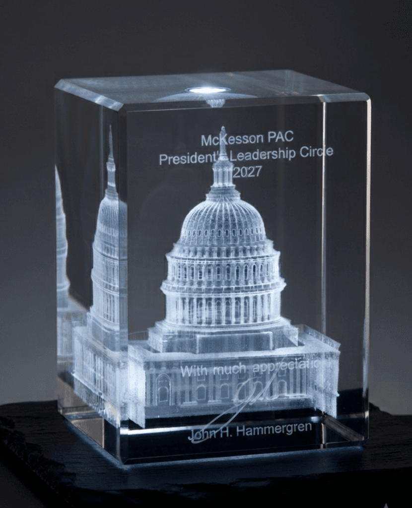 Crystal awards crafted by Peter Johansson