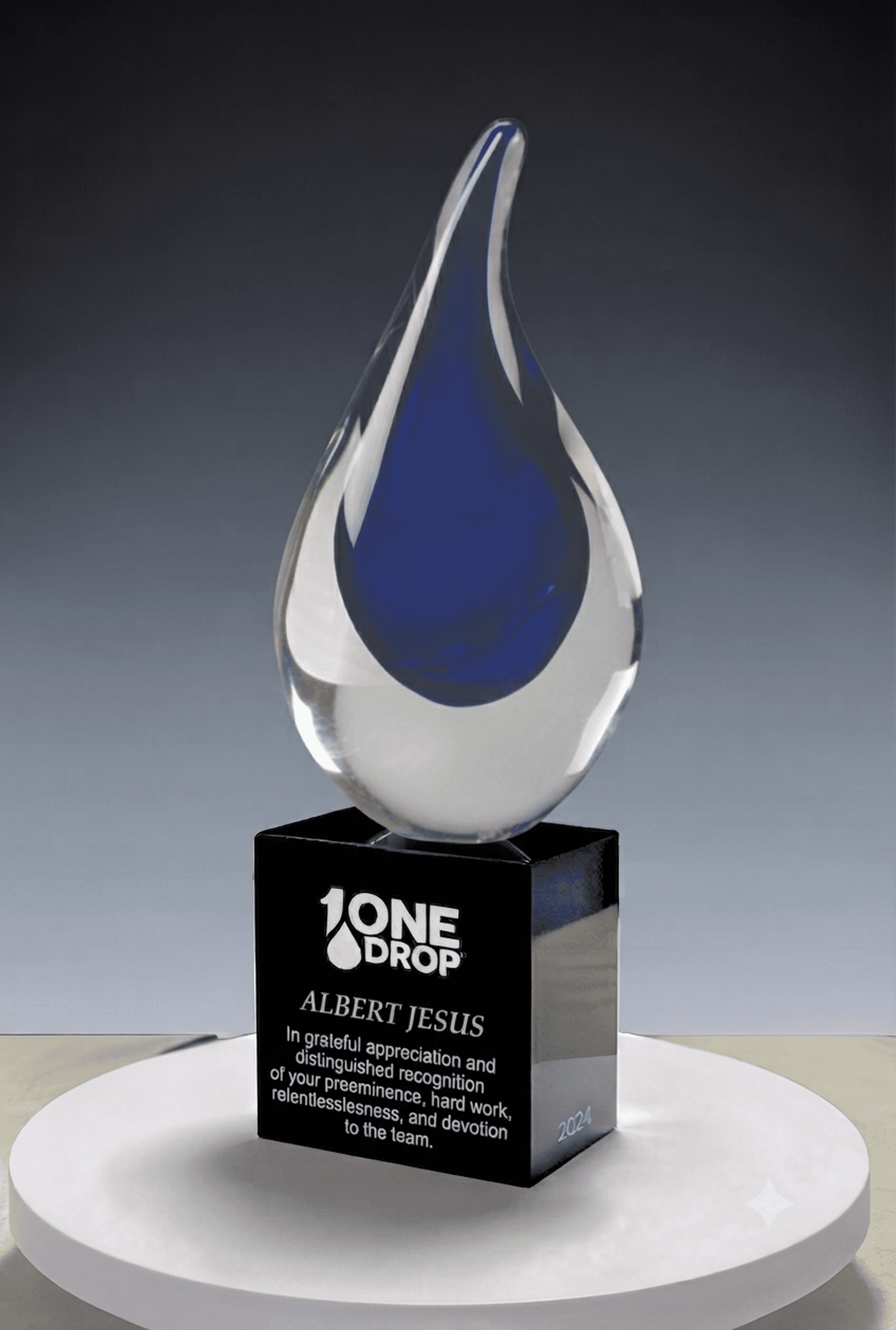 Handblown Art crystal award 1